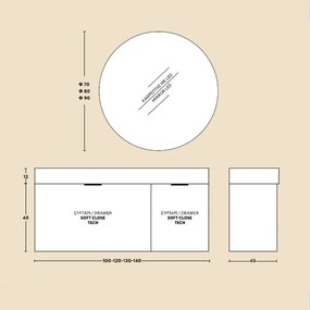 One Project Top 40/B 100  MDF - Πάγκος με Νιπτήρα &amp; Καθρέπτη