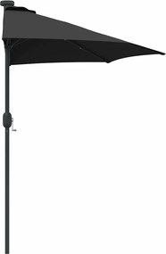vidaXL Ομπρέλα Κήπου Μαύρο 294 x 150 x 223 εκ Πολυεστέρας και Χάλυβας