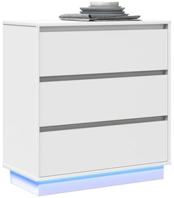 vidaXL Κομοδίνο  με LED Λευκό 71x34,5x75 εκ. Επεξεργασμένο ξύλο