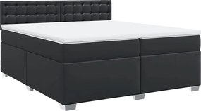 vidaXL Κρεβάτι Boxspring με Στρώμα Μαύρο 200x200 εκ. Συνθετικό Δέρμα