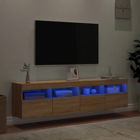 vidaXL Έπιπλα Τοίχου Τηλ. με LED 2 Τεμ. Sonoma Δρυς 80x30x40 εκ.
