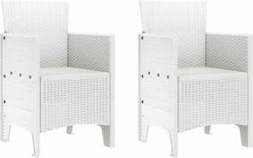 vidaXL Καρέκλα Κήπου 2 pcs Λευκό 53 x 49 x 85 εκ. Πολυπροπυλένιο