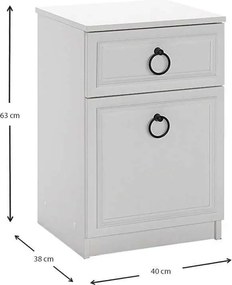 Κομοδίνο μελαμίνης Hampton Megapap χρώμα λευκό 40x38x63εκ.