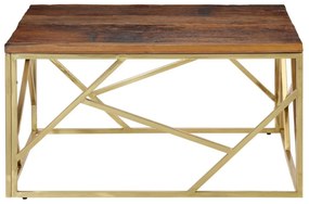 Τραπέζι Σαλονιού Χρυσό Ανοξείδωτο Ατσάλι &amp; Μασίφ Ξύλο Στρωτήρων - Χρυσό