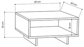 Τραπέζι σαλονιού Hola pakoworld φυσικό-ανθρακί 60x60x32εκ - Μελαμίνη - 119-000728