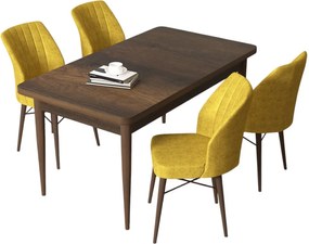 Dining Table &amp; Chairs Set (5 Pieces) Arp - Baroque, Mustard Baroque
Mustard