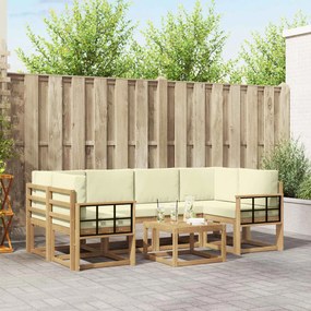 vidaXL Σειρά Καναπέ Εξωτερικού με μαξιλάρι 7 pcs Λευκό και Κρεμ