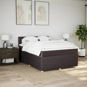 vidaXL Κρεβάτι Boxspring με Στρώμα Σκούρο Καφέ 140x200 εκ Υφασμάτινο