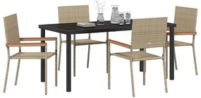 vidaXL Σέτ φαγητού για κήπο 5 pcs Μπεζ Πολυ ράταν