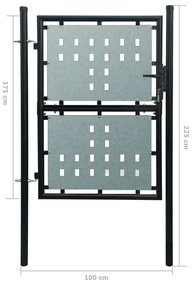 Πόρτα Περίφραξης Μονή Μαύρη 100 x 225 εκ. - Μαύρο