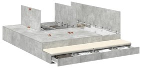 vidaXL Κρεβάτι Αποθήκης Γκρι Σκυρόδεμα 200x200 εκ