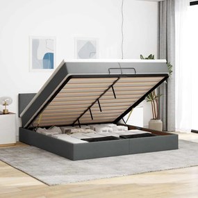 Οθωμανικό κρεβάτι με στρώμα Σκούρο γκρι 200x200 cm Ύφασμα