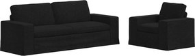 vidaXL Σετ Καναπέ 2 pcs Μαύρο 222 x 80 x 82 εκ ύφασμα