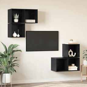 vidaXL Σετ επίπλου τηλεόρασης 4 pcs Μαύρη Οξυά Επεξεργασμένο ξύλο