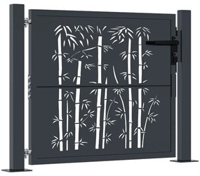 vidaXL Πόρτα Κήπου Ανθρακί 100x100 εκ. Σχέδιο Ατσάλινου Μπαμπού