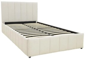 Επενδυμένο Κρεβάτι Snuggle Ημίδιπλο με Αποθηκευτικό χώρο Ύφασμα Μπέζ 120x200εκ. 128x212x100 εκ.