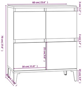 Ντουλάπι Γκρι Sonoma 60x35x70 εκ. από Επεξεργασμένο Ξύλο - Γκρι