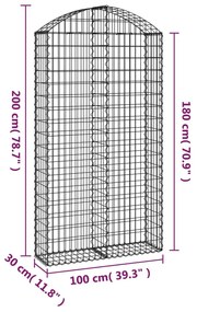 vidaXL Συρματοκιβώτιο Τοξωτό 100x30x180/200εκ. από Γαλβανισμένο Χάλυβα