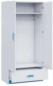 Παιδικό δωμάτιο Akron K106, 141 kg, Άσπρο, Τυρκουάζ, Πλαστικοποιημένη μοριοσανίδα, Πόρτες ντουλάπας: Με μεντεσέδες | Epipla1.gr