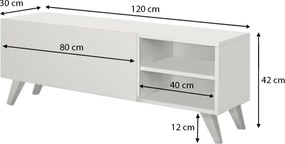 Έπιπλο τηλεόρασης Space Megapap χρώμα λευκό 120x30x42εκ.