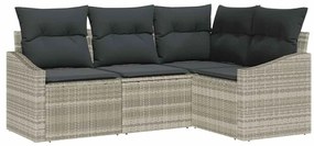 vidaXL Σέτ φαγητού για κήπο με μαξιλάρι 4 pcs Ανοιχτό γκρι
