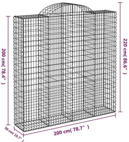 vidaXL Συρματοκιβώτια Τοξωτά 9 τεμ. 200x50x200/220 εκ. Γαλβαν. Ατσάλι