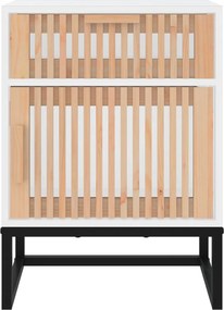 vidaXL Κομοδίνο Λευκό 40x30x55,5 εκ. από Επεξεργασμένο Ξύλο &amp; Σίδερο