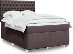 vidaXL Κρεβάτι Boxspring με Στρώμα Σκούρο Καφέ 140x190 εκ. Υφασμάτινο