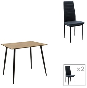 Intrahome Τραπεζαρία Cuba-Parker Intrahome σετ 3τεμ mdf σε sonoma-μαύρη απόχρωση 70x70x75cm | SKU: INTRAPA-311112265