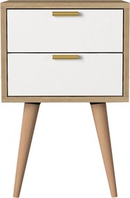 Κομοδίνο ArteLibre KITHIRA Φυσικό/Λευκό Μελαμίνη 40x35x61cm