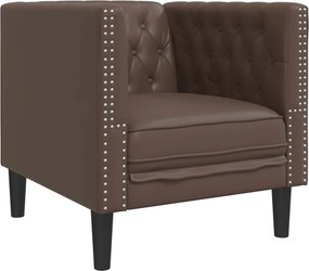 vidaXL Πολυθρόνα Chesterfield Καφέ από Συνθετικό Δέρμα