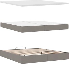 vidaXL Οθωμανικό κρεβάτι με στρώμα Taupe 200x200 cm Ύφασμα