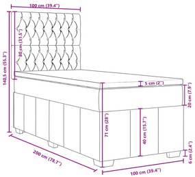 Κρεβάτι Boxspring με Στρώμα Κρεμ 100 x 200 εκ. Υφασμάτινο - Κρεμ