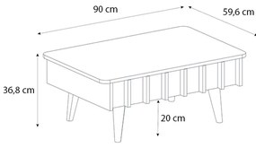 Τραπεζάκι σαλονιού Gemma Megapap χρώμα sepet oak 90x59,6x36,8εκ.