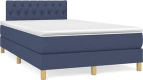 vidaXL Κρεβάτι Boxspring με Στρώμα Μπλε 120x200 εκ. Υφασμάτινο