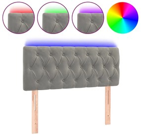 vidaXL Κεφαλάρι Κρεβατιού LED Ανοιχτό Γκρι 100x7x78/88 εκ. Βελούδινο