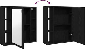 vidaXL Ντουλάπι Καθρέφτη Μπάνιου Μαύρο Δρυς 60x16x60 εκ. από Τεχνητό Ξύλο