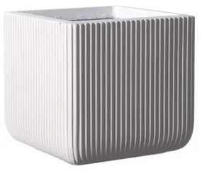 Supergreens Γλάστρα Πήλινη Τετράγωνη ''Stripe'' Λευκή S 24x24x23 εκ.