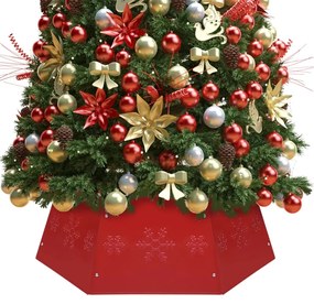 vidaXL Ποδιά Χριστουγεννιάτικου Δέντρου Κόκκινη Ø68 x 25 εκ.