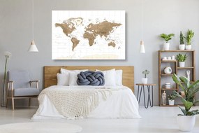 Εικόνα στο φελλό του πανέμορφου vintage παγκόσμιου χάρτη με λευκό φόντο - 120x80  arrow