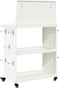 vidaXL Καρότσι εργαλείων Λευκό 65 x 35 x 111 εκ Ψυχρής έλασης χάλυβας