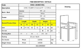 OLIMPIA ΠΟΛΥΘΡΟΝΑ ΤΡΑΠΕΖΑΡΙΑΣ ΚΗΠΟΥ ΣΤΟΙΒΑΖΟΜΕΝΗ, PP - UV PROTECTION, ΑΠΟΧΡΩΣΗ ΑΣΠΡΟ