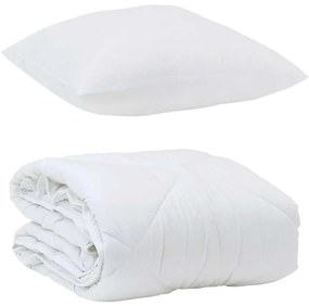 vidaXL Σετ Κουβέρτας με μαξιλάρι 2 pcs Λευκό 135 x 200 cm Μικροΐνες