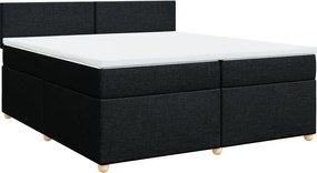 vidaXL Κρεβάτι Boxspring με Στρώμα Μαύρο 200x200 εκ. Υφασμάτινο