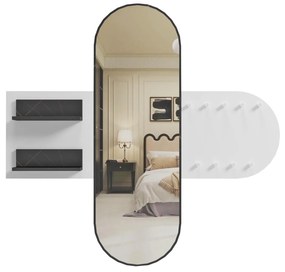 ENTRANCE FURNITURE WITH MIRROR CHERYL ΗΜ9049.11 MELAMINE WHITE-BLACK MARBLE 125x40x120Hcm.