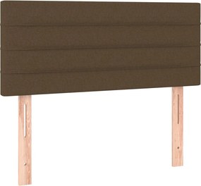 vidaXL Κρεβάτι Boxspring με Στρώμα Σκούρο Καφέ 90x200 εκ. Υφασμάτινο