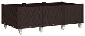 vidaXL Ζαρντινιέρα Κήπου με Ροδάκια Καφέ 150x80x54εκ. Πολυπροπυλένιο