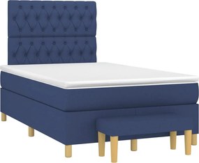 vidaXL Κρεβάτι Boxspring με Στρώμα Μπλε 120x190 εκ. Υφασμάτινο