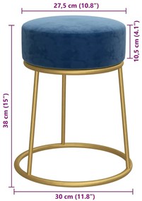 vidaXL Στρογγυλό Σκαμπό Hocker Μπλε Βελούδινο