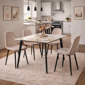 Σετ τραπεζαρίας Nextdeco κεραμική με βελούδινες καρέκλες 5 τμχ